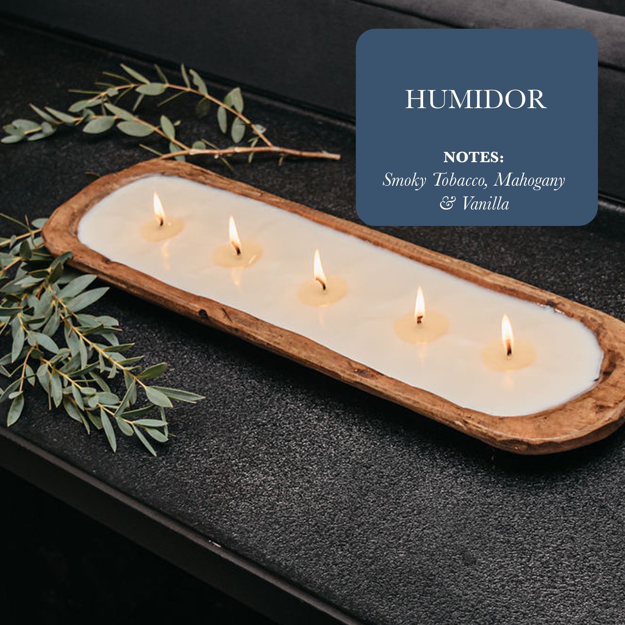 Velas de Soya en Cuenco de Madera con 5 Mechas