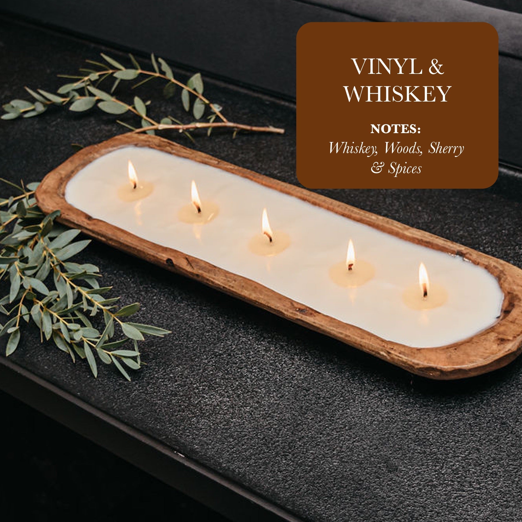 Velas de Soya en Cuenco de Madera con 5 Mechas