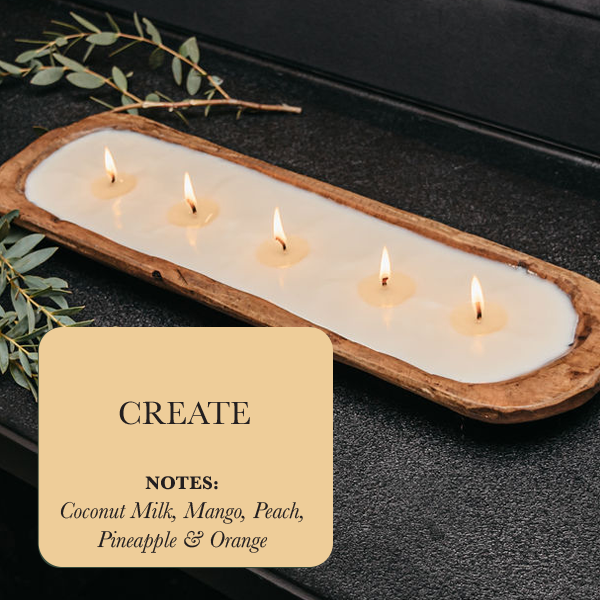 Velas de Soya en Cuenco de Madera con 5 Mechas