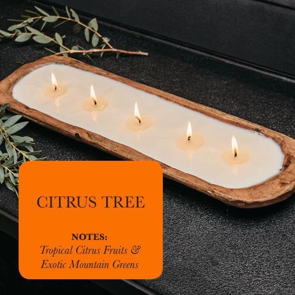 Velas de Soya en Cuenco de Madera con 5 Mechas