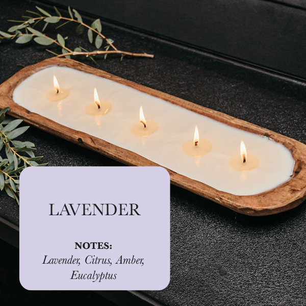 Velas de Soya en Cuenco de Madera con 5 Mechas