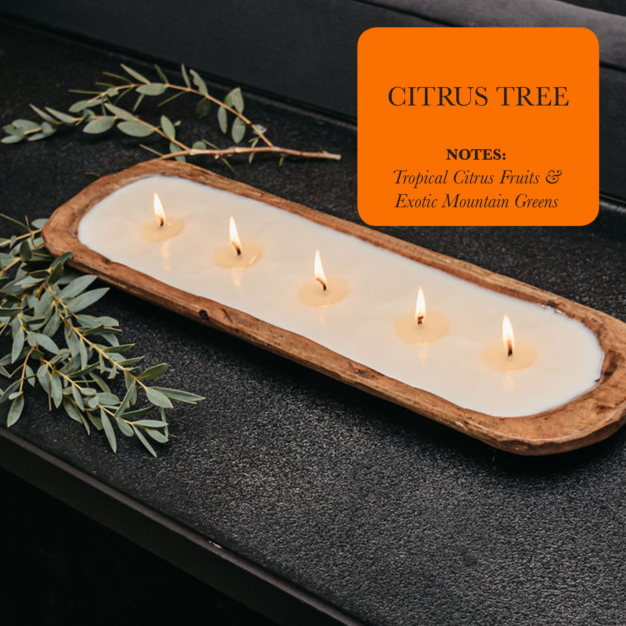 Velas de Soya en Cuenco de Madera con 5 Mechas