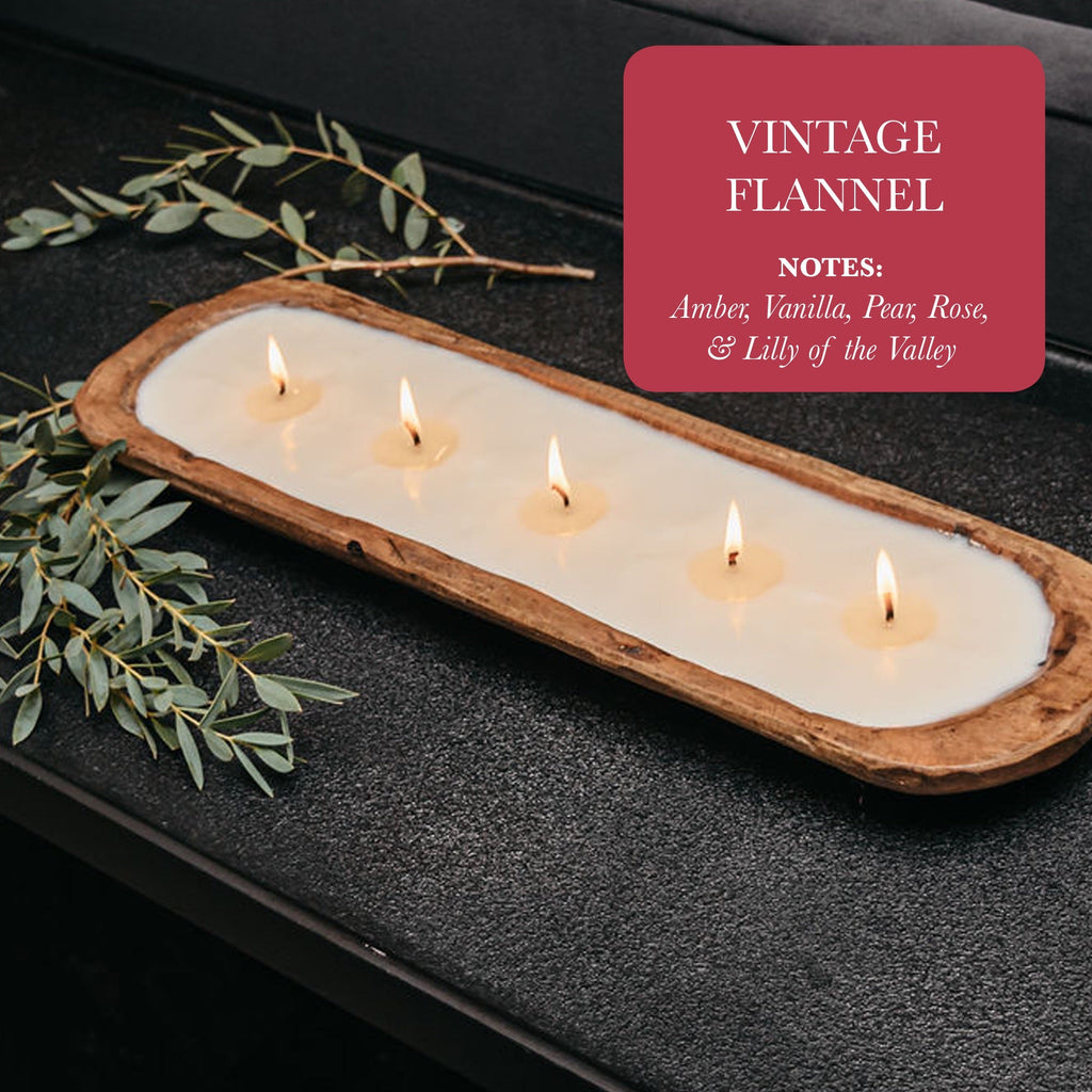 Velas de Soya en Cuenco de Madera con 5 Mechas