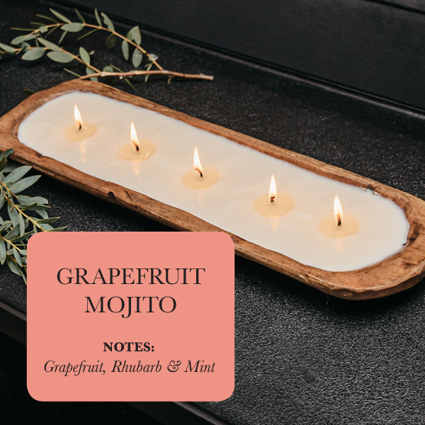 Velas de Soya en Cuenco de Madera con 5 Mechas