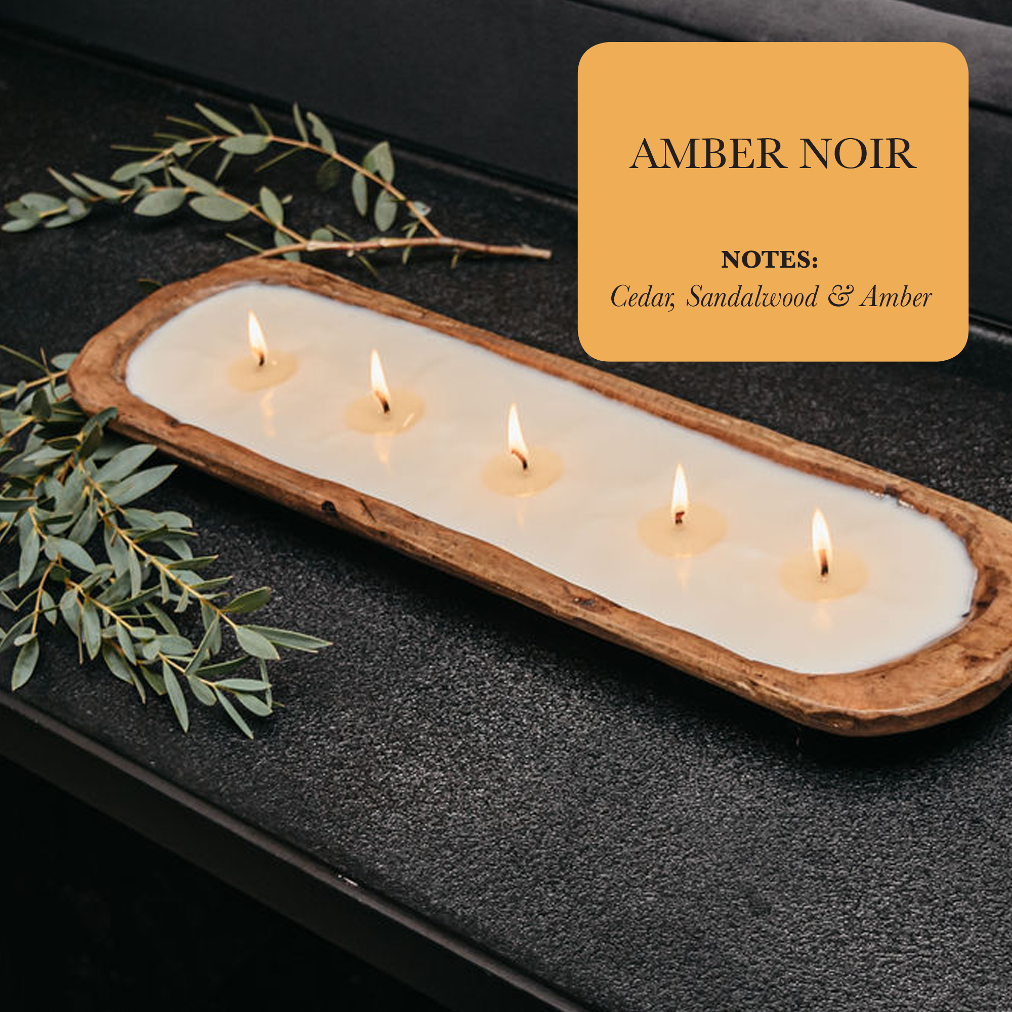 Velas de Soya en Cuenco de Madera con 5 Mechas