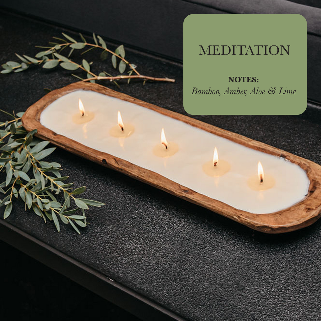 Velas de Soya en Cuenco de Madera con 5 Mechas