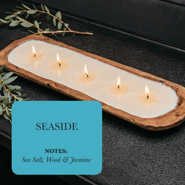 Velas de Soya en Cuenco de Madera con 5 Mechas