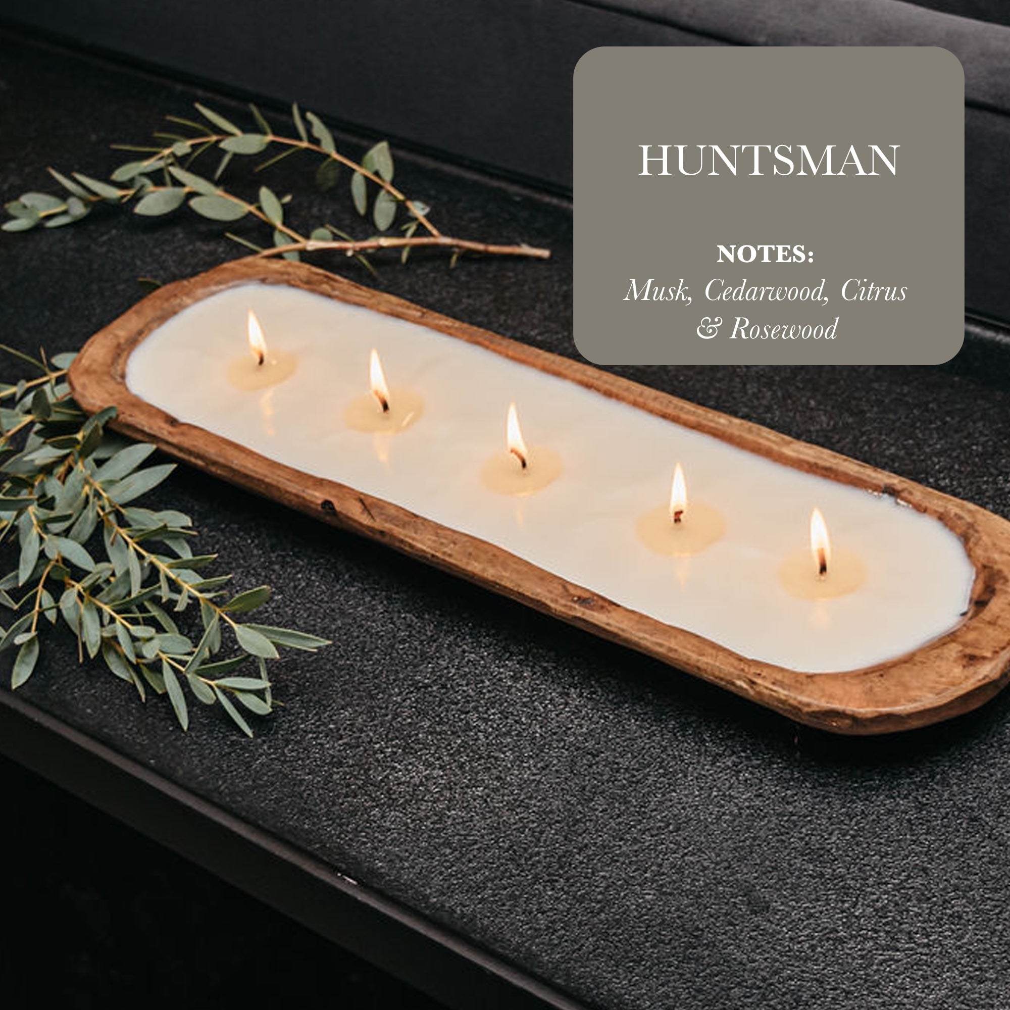Velas de Soya en Cuenco de Madera con 5 Mechas