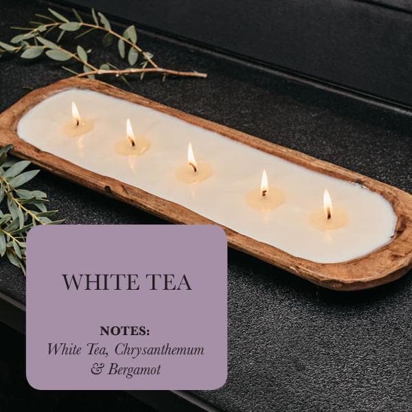 Velas de Soya en Cuenco de Madera con 5 Mechas