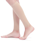 BSERA Calf Compression Sleeve Women 2 Pairs 15-20mmHg Calf Support Footless Compression Socks Stockings for Shin Splints Varicose Veins Recovery (Nude/Skin Medium)