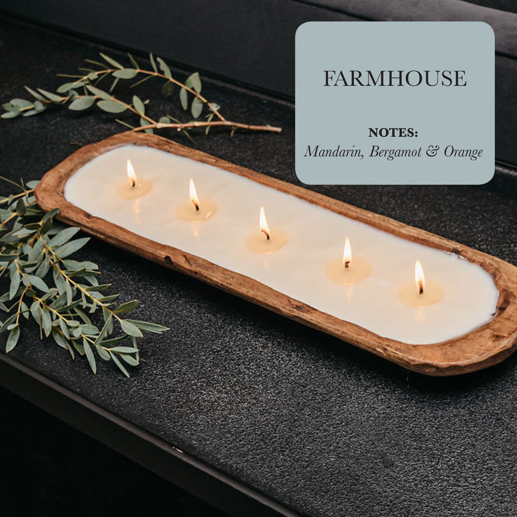 Velas de Soya en Cuenco de Madera con 5 Mechas