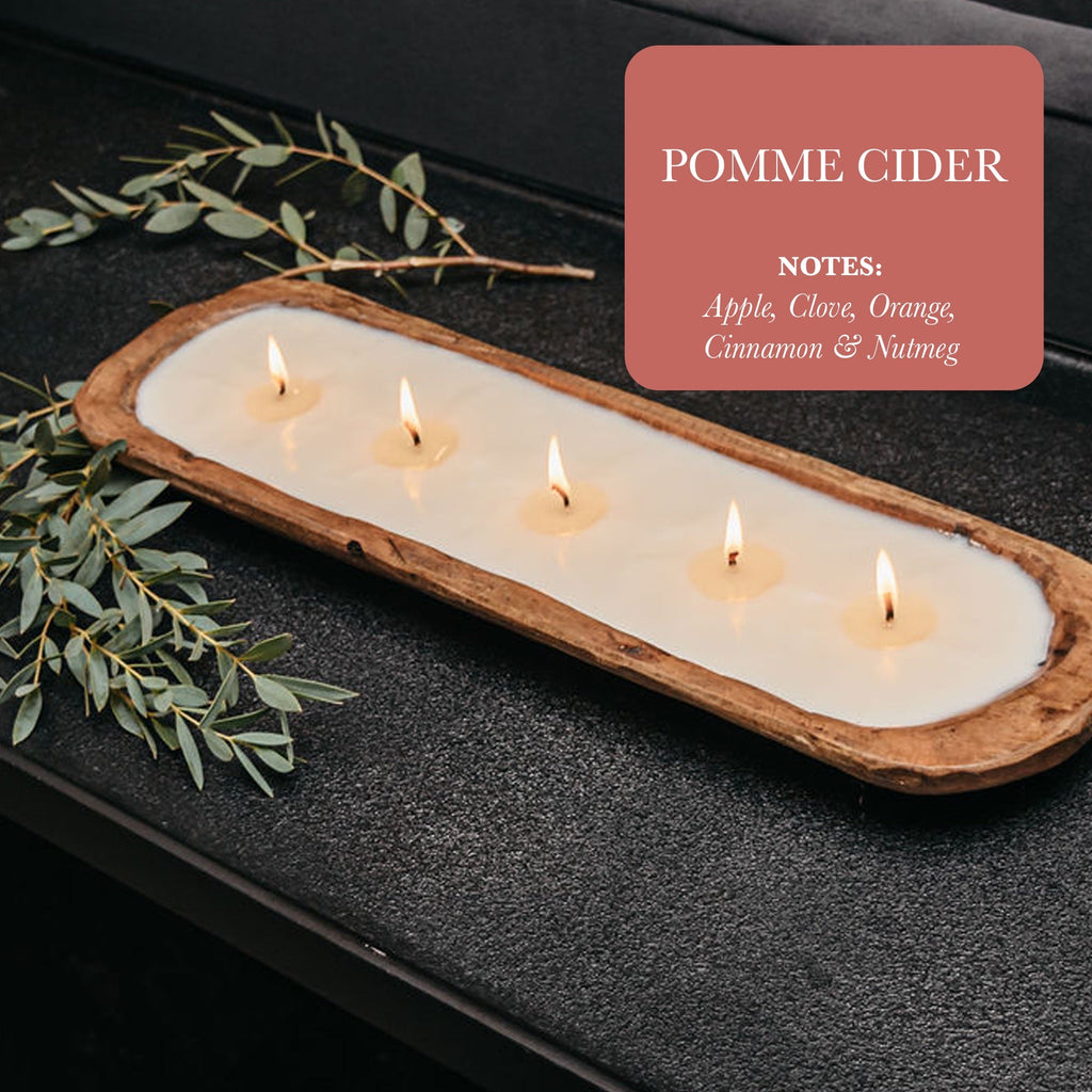 Velas de Soya en Cuenco de Madera con 5 Mechas