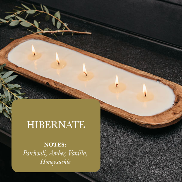 Velas de Soya en Cuenco de Madera con 5 Mechas